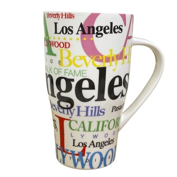 Jay Joshua Los Angeles California Landmarks Hollywood Word Art Colorful Tall Mug - Picture 3 of 8